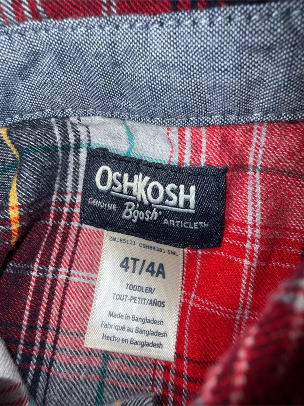 OshKosh B'gosh Red Black White Plaid Button-Down Shirt